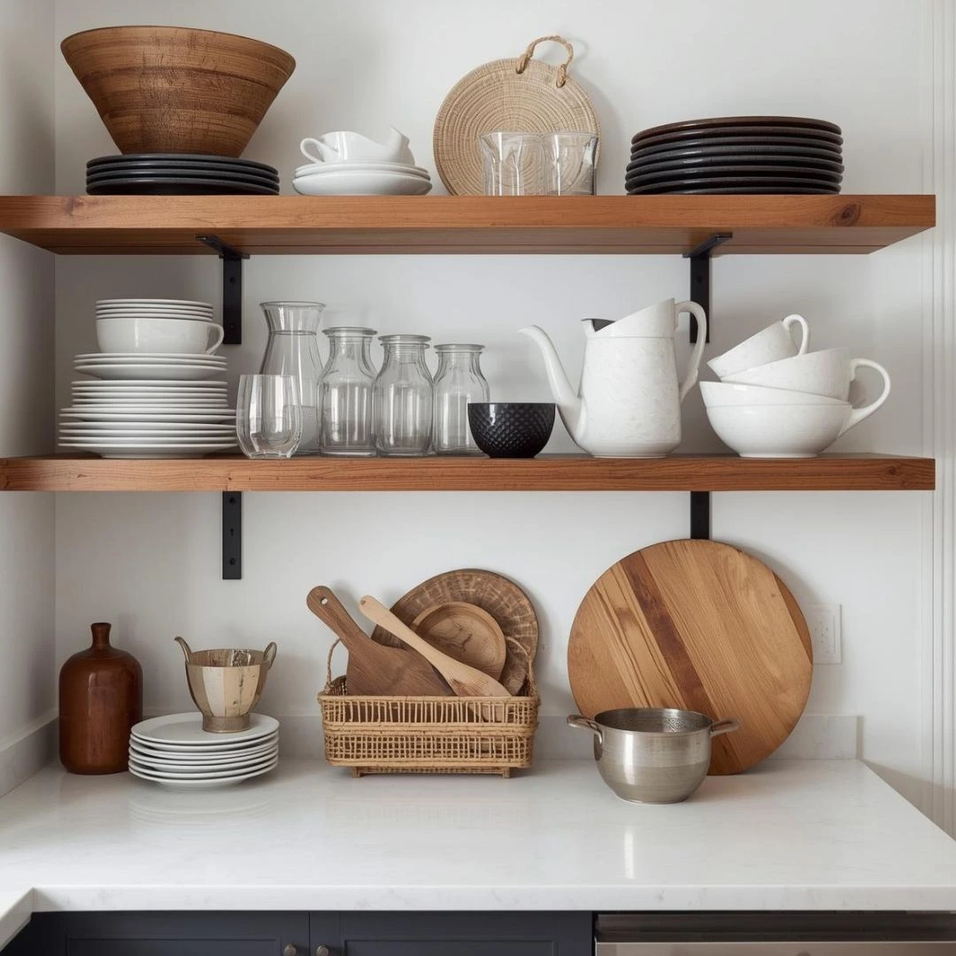 Open Kitchen Shelves That Don’t Feel Cluttered