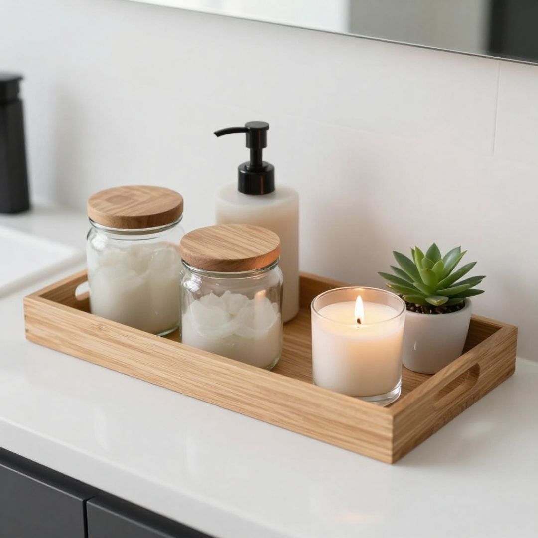 Bathroom Vanity Tray Styling with Jars (This Changes Everything)