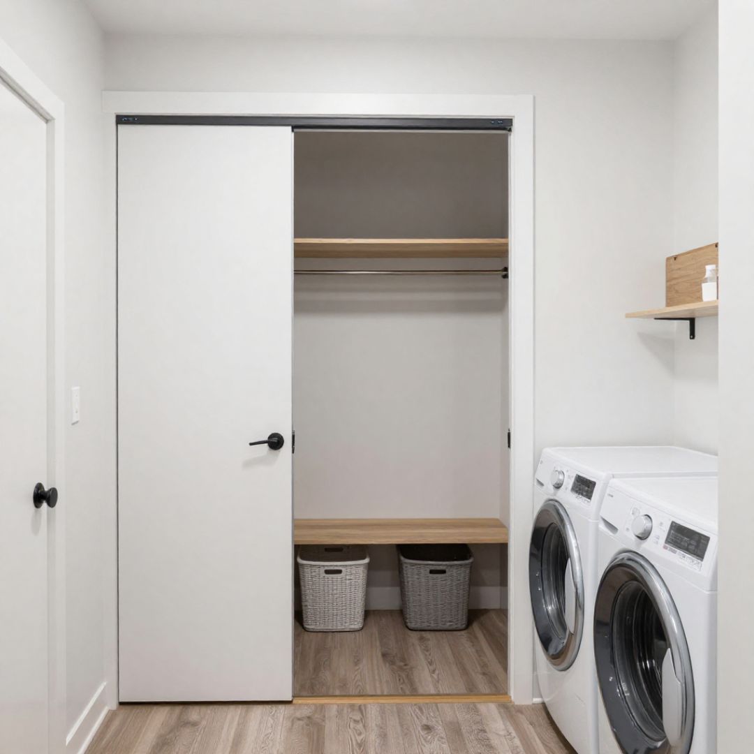 Closet-Style Mudroom Laundry Room Behind Closed Doors