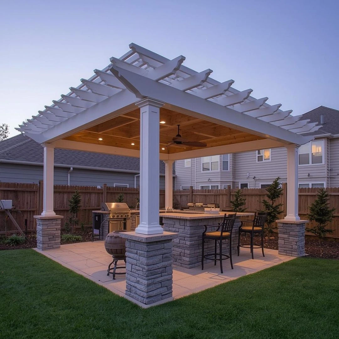 Covered Outdoor Kitchen with Pergola