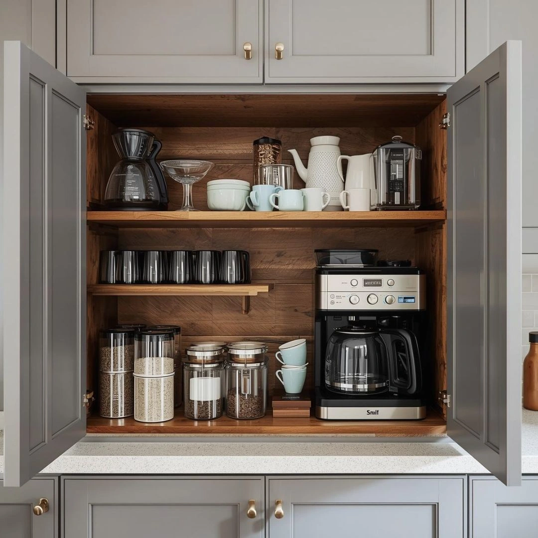 Hidden Coffee Bars Inside Cabinets (Clutter-Free Magic)