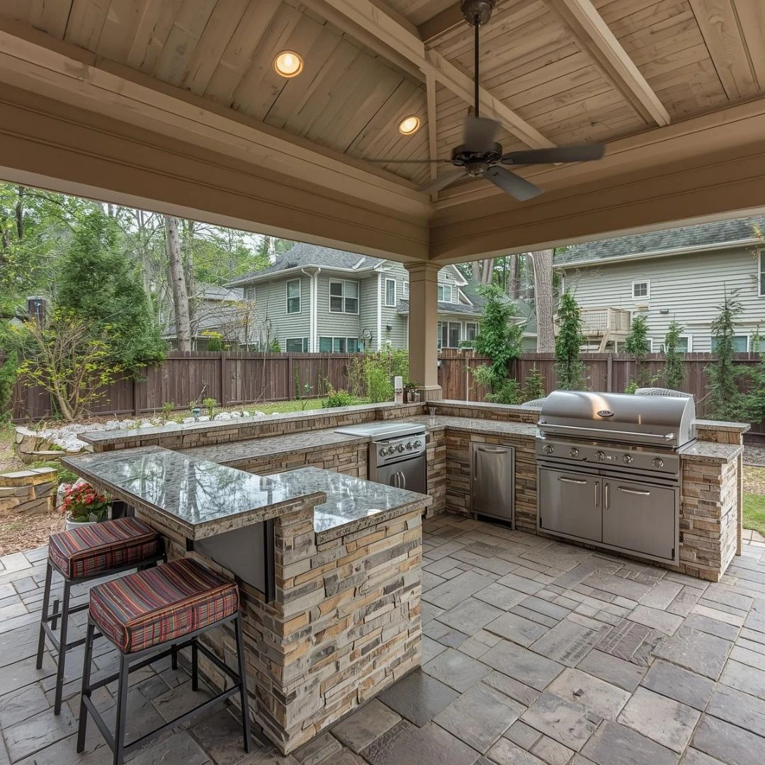 L-Shaped Outdoor Kitchen Layout