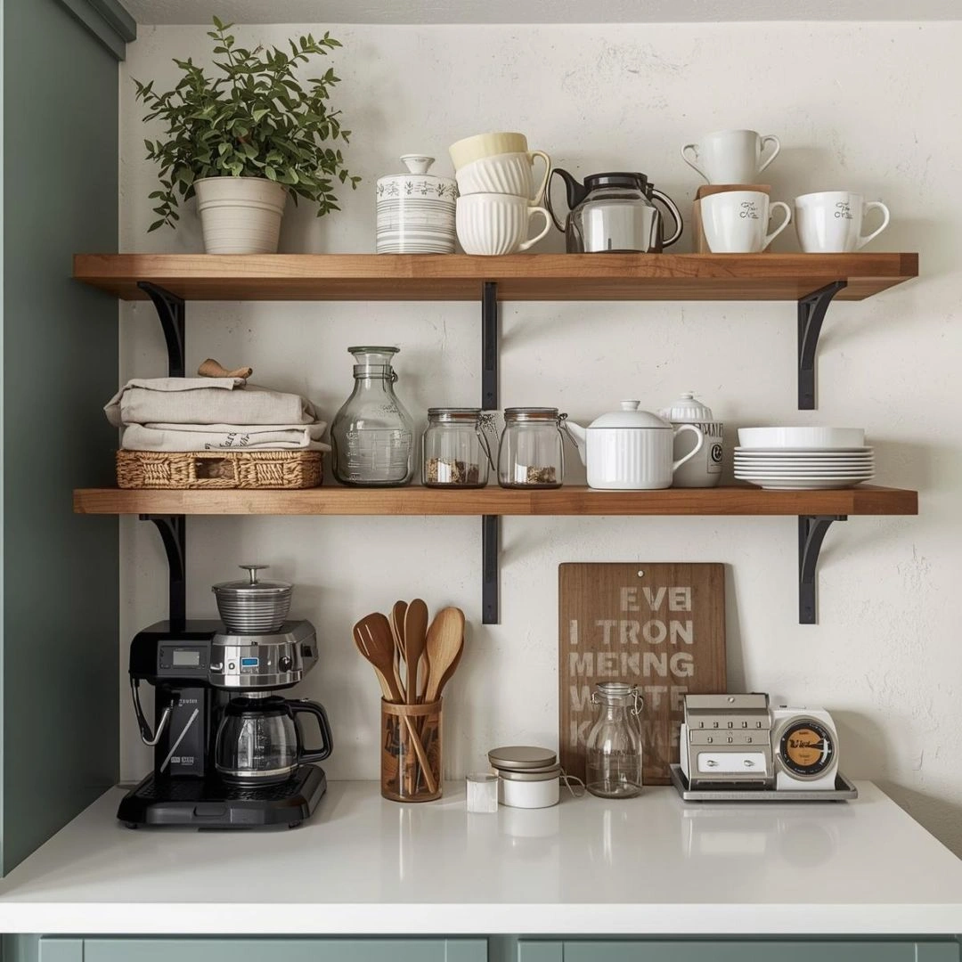 Open Shelf Coffee Bars for a Cozy Café Feel