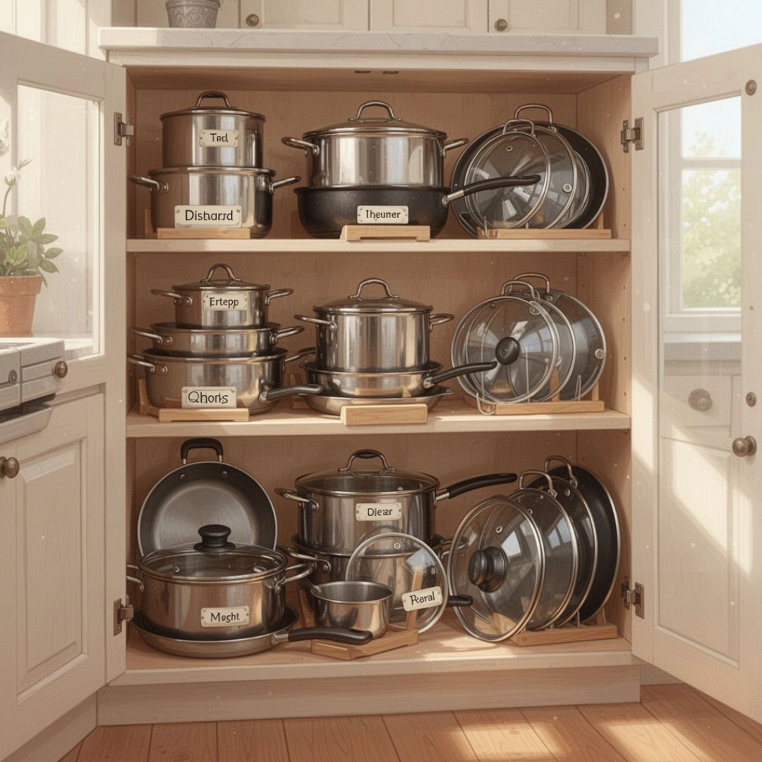 Organize Pots, Pans & Lids Efficiently