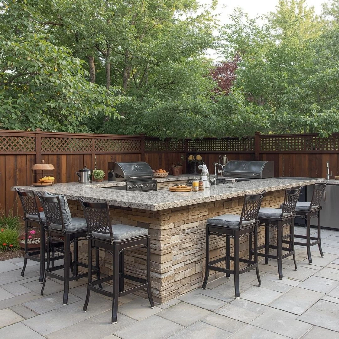 Outdoor Kitchen with Breakfast Bar Seating