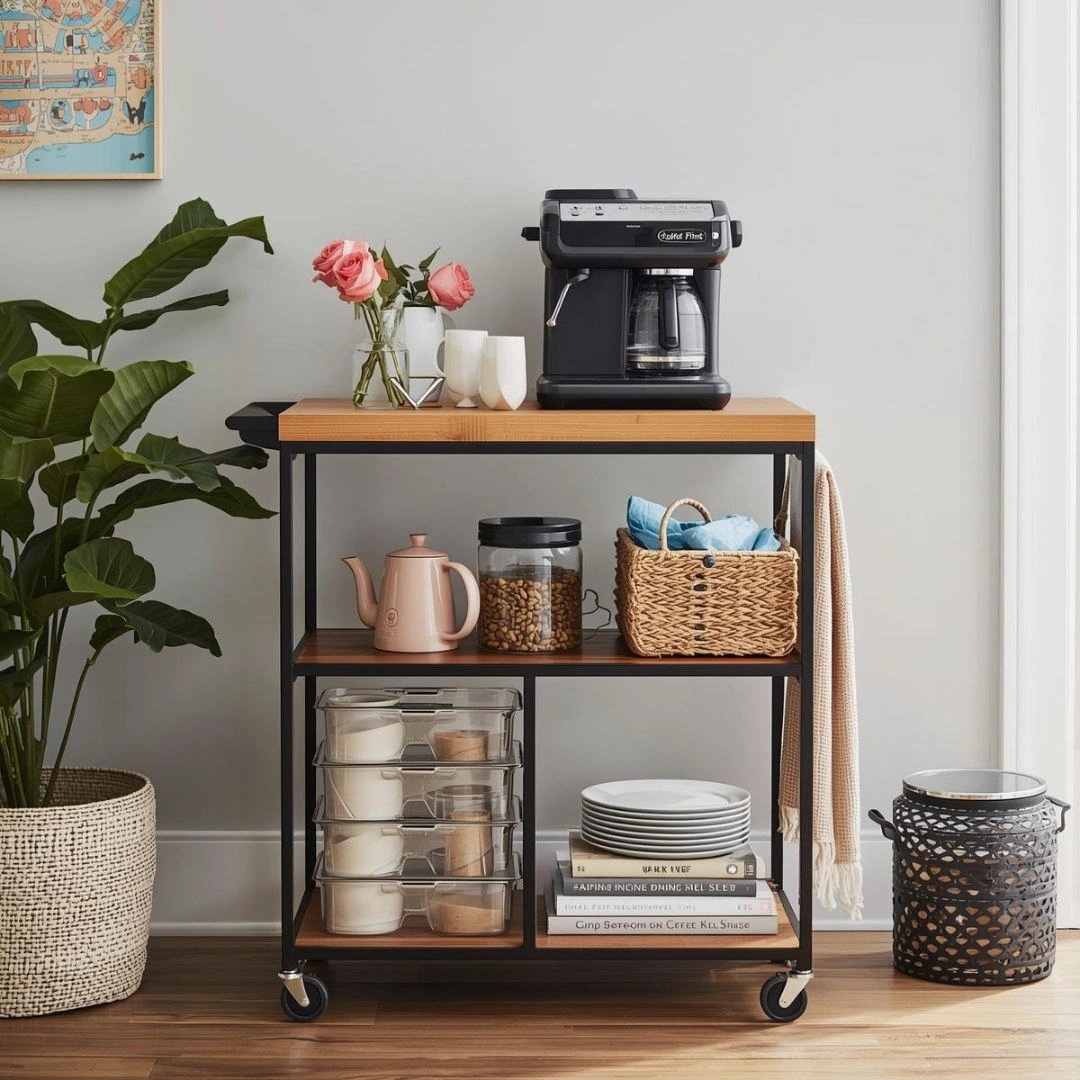 Rolling Coffee Carts for Flexible Small Kitchens