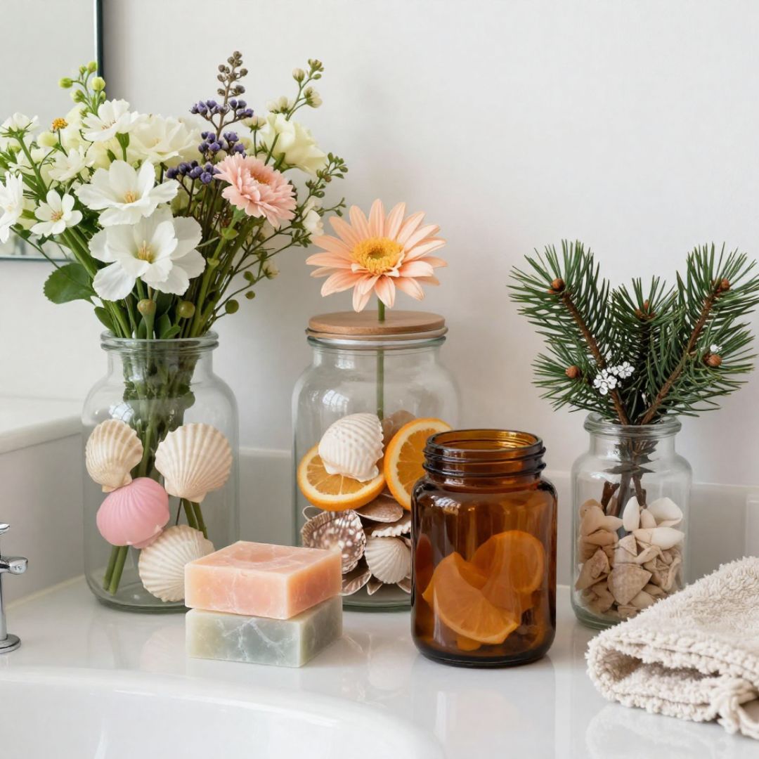 Seasonal Jar Decor Ideas for Bathroom Vanities