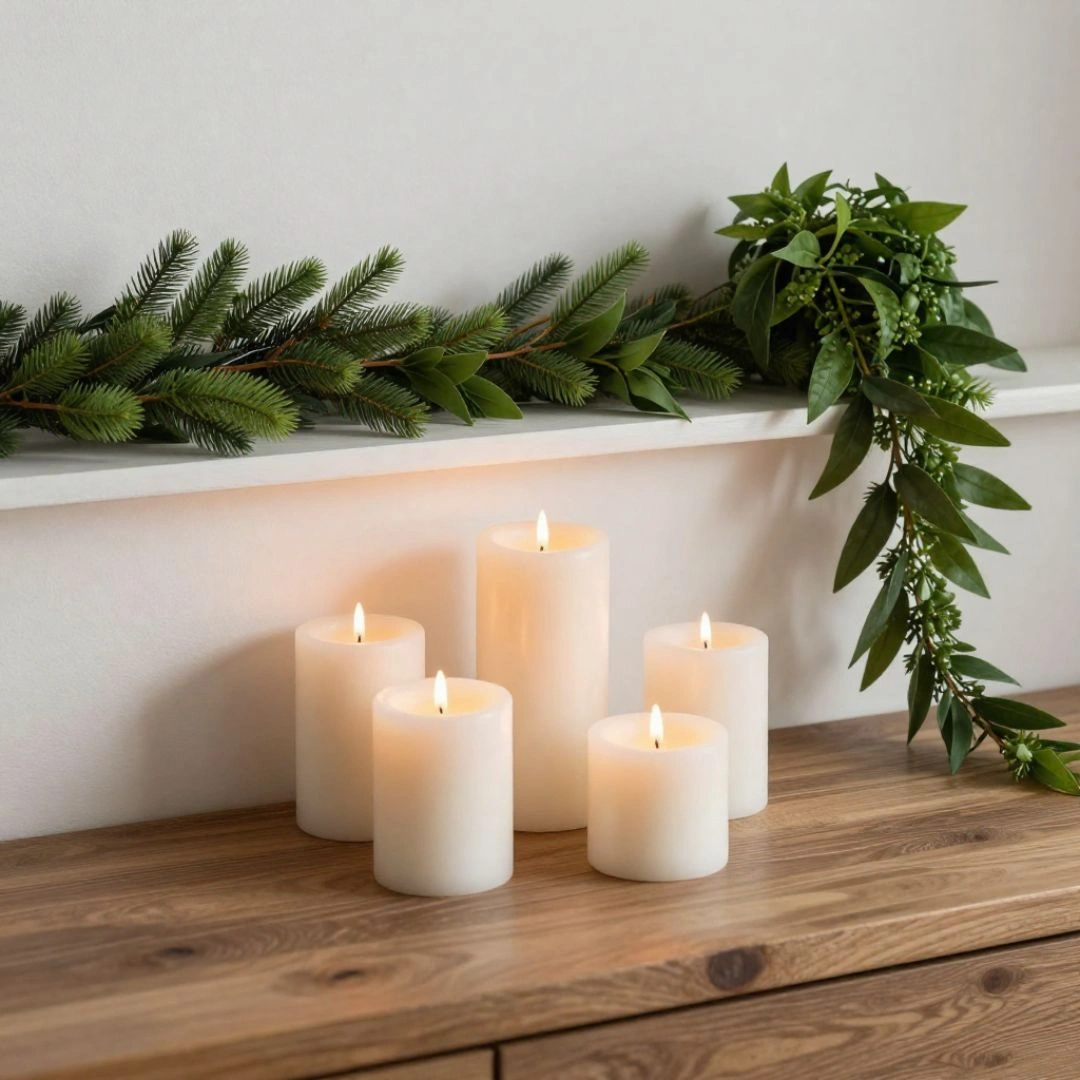 Want to add everyday warmth_ See how candles and greenery can quickly change your mantel with little effort