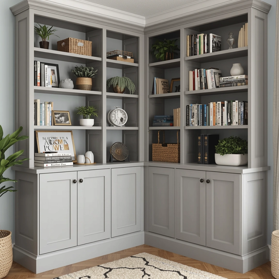 Add a Bookshelf or Cabinet for Smart Storage in Empty Living Room Corners