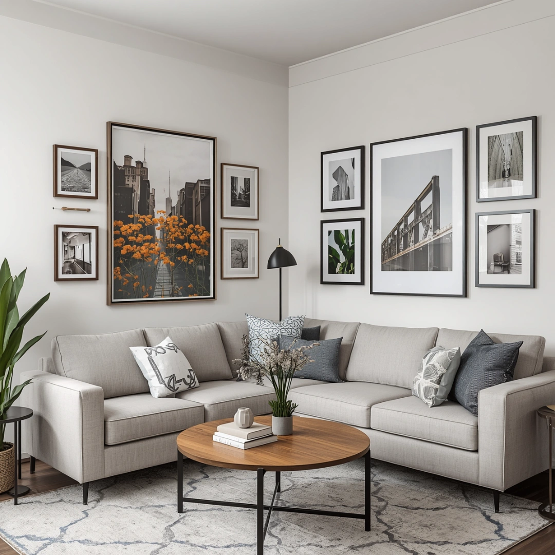 Use Wall Art or Gallery Walls to Decorate Empty Living Room Corners Creatively